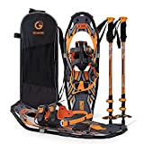 G2 30 Inches Orange Light Weight Snowshoes for Women Men Youth, Set with Trekking Poles, Tote Bag, Special EVA Padded Ratchet Binding, Heel Lift, Toe Box