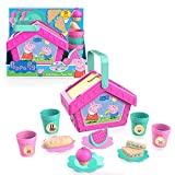Peppa Pig Let's Have a Picnic Set, Travel Toy with Handle Includes 4 Settings and Play Food, 15-Pieces, by Just Play