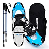 Carryown Lightweight Snowshoes for Women Men Youth Kids, Aluminum Terrain Snow Shoes with Trekking Poles and Carrying Tote Bag，14'/21'/25'/30' (Blue,21')
