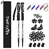 TheFitLife Nordic Walking Trekking Poles - 2 Pack with Antishock and Quick Lock System, Telescopic, Collapsible, Ultralight for Hiking, Camping, Mountaining, Backpacking, Walking, Trekking (Silver)