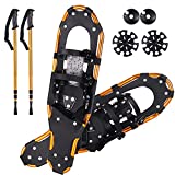 Lightweight Terrain Showshoes with Poles for Women Men Youth Adults, 25/27/30 Inches Snowshoeing Equipment, Non-Slip Aluminium Crampons Snow Shoes with Carrying Tote Bag