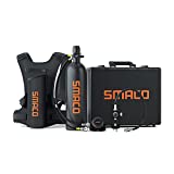 SMACO S700 1.9L Scuba Tank Portable Mini Scuba Diving Tank—DOT Certified Tank with 25-30 Minutes Backup Diving Air Tank Kit Oxygen Cylinder Underwater Breathing Device with Aluminum Hard Case B-Black