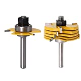 Yakamoz 1/4 Inch Shank 3-Wing Adjustable Slot Cutter Router Bit Set with Bearings | 6-Picecs Slotting Cutting Blades, 1/2 Inch Cutting Depth, 6 Different Cutting Widths