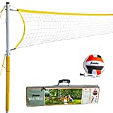 Franklin Sports Volleyball Set - Backyard Volleyball Net Set with Volleyball, Portable Net & Ground Stakes - Beach or Backyard Volleyball - Family