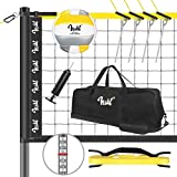 Portable Professional Volleyball Net Set Outdoor Backyard, Velcro Anti-Sag Design, Adjustable Height Poles, Volleyball Nets Sets with 2 Scoring Poles, Carrying Bag for Beach, Yard and Lawn