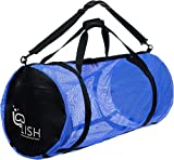 LISH Mesh Dive Bag - XL Multi-Purpose Equipment Diving Duffle Gear Tote, Ideal for Scuba, Snorkeling, Surfing, More (Blue)