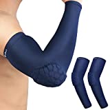 HiRui Elbow Pads Elbow Brace, Basketball Shooter Sleeves Arm Compression Sleeve Collision Avoidance Elbow Pad for Cycling Football Volleyball Baseball, Youth Adult Women Men ((Pair)Navy Blue, XL)