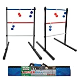 Maranda Enterprises Ladder Ball Pro Steel Toss Indoor/Outdoor Game Set 6 Soft Rubber Bolas Balls, Zippered Travel Carrying Case, Black, Blue, red, White (MELBP1A-LBPBK)