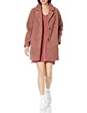 Amazon Brand - Daily Ritual Women's Teddy Bear Fleece Oversized-Fit Lapel Coat, Dusty Rose , Large
