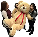 Giant Teddy Bear with Red Satin Neck Ribbon - Huge 6-Foot Extra-Soft Jumbo Plush Teddybear - Gigantic Stuffed Animal - Oso de Peluche - Cute Oversized Plushie - Jumbo Bear to Show You Care - Big Plush