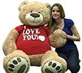 Giant Teddy Bear with I Love You T-Shirt - Huge 5-Foot Plush Teddybear - Stuffed Animal - Loving Gift - OSO de Peluche - Cute Oversized Plushie - Jumbo Bear to Show You Care - Big Plush