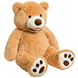 HollyHOME Giant Teddy Bear Stuffed Animals Plush Smile Bear with Footprints 39 Inch Tan