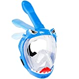 Zipoute Snorkel Full Face Snorkel Mask for Kids, Kids Snorkeling Set 180 Degree Panoramic View, Safe Anti-Leak Anti-Fog, Foldable Dry Top Snorkeling Gear for Kids Adult, Advanced Breathing System