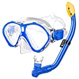 Gintenco Kids Snorkel Set, Dry Top Snorkel Mask Anti-Leak for Youth Junior Child, Anti-Fog Snorkeling Gear Free Breathing,Tempered Glass Swimming Diving Scuba Goggles 180 Degree Panoramic View
