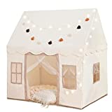 Play Tent with Mat, Star Lights Large Kids Playhouse with Windows Easy to Wash, Indoor and Outdoor Play Tent for Kids, little dove Toys for Girls,Neutral Color,47x40x52