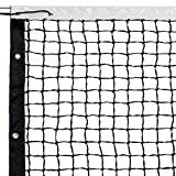 Crown Sporting Goods Standard Tennis Net with Winch Cable - 42' Plastic-Coated & Vinyl Netting - Full Size Replacement Sports Equipment for Indoor and Outdoor Tennis Courts - Carrying Bag Included