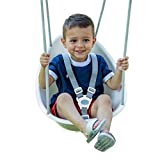 Swurfer Coconut - Your Child's First Swing with Blister Free Rope and 3-Point Safety Harness - Indoor and Outdoor - Swing for Babies and Toddlers - Ages 9 + Months - Up to 50 lbs White Baby