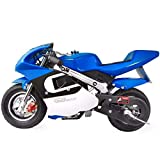 XtremepowerUS Gas Pocket Bike Mini Motorcycle Ride-On 40cc 4-Stroke Engine for Kids Padded Seat EPA Approved (Blue)