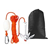 AITREASURE Small Boat Anchor Kit Folding Grapnel Anchor Carbon Steel for Kayak, Canoe, Jet Ski 1.5 lb with 32.8 ft Anchor Tow Rope Carrying Bag