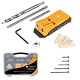 MulWark Premium Pocket Hole Jig System Kit - Including Two Holes Jig, Square Driver Bit, Hex Wrench, Depth Stop Collar, Step Drill Bit, Wooden Plugs and 5 Sizes Screws - Great Tool for Joinery Work