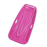 Slippery Racer Downhill Sprinter Flexible Kids Toddler Plastic Cold-Resistant Toboggan Snow Sled with Pull Rope and Handles, Pink