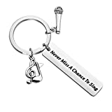 Zuo Bao Singer Gift Music Lovers Gift Never Miss A Chance to Sing Keychain Karaoke Jewelry Microphone Keychain Gift for Musician (Never Miss a Chance to Sing K)