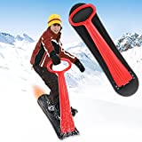 OTES Ski Skooter, Fold-up Snow Scooter with Handle Durable Snowboard Kick-Scooter Sliding Snow Sled for Kids Outdoor Fun Winter Toys for Use On Snow Sand and Grass,Red