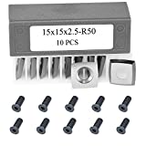 15mm Square Tungsten Carbide Replacement Cutter Inserts Knives 15 x 15 x 2.5mm-4 Edges with 2' Face Radius fit for Woodworking Helical Planer Head and CNC or DIY Wood Lathe Turning Rougher Tools 10pcs