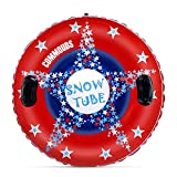 COMMOUDS Snow Tube, 47 Inch Large Inflatable Snow Sled with Handles, Double-Layer Thickened Heavy Duty Snow Sledding Tube for Kids Adults Winter Outdoor Snow Activity Skiing Sledding