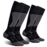 CelerSport 2 Pack Men's Ski Socks for Skiing, Snowboarding, Cold Weather, Winter Performance Socks, Black+Grey, Shoe Size 9-12