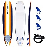 WAVESTORM 8' Surfboard, Sunburst Graphic,Orange White,WS18-SRF001-SUN