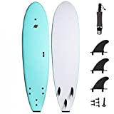 South Bay Board Co. - 7' Ruccus Premium Foam Surfboards - Wax-Free Soft-Top Surfboards - Best Beginner Surfboards for Kids & Adults – Fins & Leash Included - Patented Heat Damage Prevention System