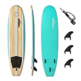THURSO SURF Aero 7 ft Soft Top Surfboard Foam Surfboard Package Includes Three Fins Double Stainless Steel Swivel Leash EPS Core IXPE Deck HDPE Slick Bottom Built in Non Slip Deck Grip