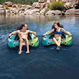 Intex River Run 1 1-Person Inflatable Floating Water Lounge Tube Raft with Backrest, Cup Holders, and Mesh Bottom for Lake, Pool, River & Ocean, 2 Pack