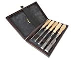 Narex 853600 5 Piece Boxed Set of Richter Extra Bevel Edge Chisel (1/4, 3/8, 1/2, 3/4 and 1 inch) Cryogenic Treated Cr-V Steel Hardened to HRc 62 Ergonomic Ash Handles Stainless Steel Ferrules