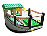 Island Hopper Fort All Sport Recreational Kids Bounce House with Fort Area, Climbing Wall, Basketball, Soccer Shot, Curved Slide & Twist & Tangle Game
