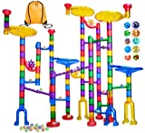 Meland Marble Run - 132Pcs Marble Maze Game Building Toy for Kid, Marble Track Race Set&STEM Learning Toy Gift for Boy Girl Age 4 5 6 7 8 9+ (102 Translucent Marbulous Pcs & 30 Glass Marbles)