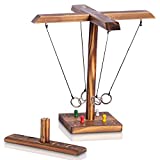 Hook and Ring Toss Game for Adults - Pre-Tied Strings, Easy Setup, Larger Model, 4-Player Chaotic Fun - Tabletop Hook and Ring Game with Shot Ladder - Ring Hook Game - Hooks Game - Bar Game
