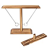 Ring Toss Shot Game - Wooden Ring and Hook Drinking Game with Shot Ladder Bundle, Great for Party & Bars, for Adults and Kids