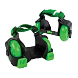 New-Bounce Heel Wheel Skates - Jet Wheelies for Shoes - Adjustable Roller Heel Skates for Kids - One Size Fits Most (Green)