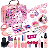 Kids Makeup Kit for Girl - Real Makeup for Kids Girls, Soft and Easy to Wash Kids Makeup Set, Non Toxic Girls Makeup Kit, 7 8 9 10 12 4 5 6 & Up Year Old Little Girls Make Up Gift, Carry & Storage
