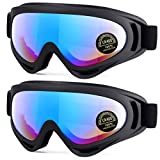 2-Pack Snow Ski Goggles, Snowboard Goggles for Men, Women, Youth, Kids, Boys or Girls