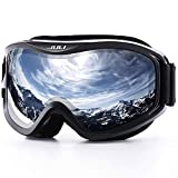 JULI Ski Goggle/Snow Snowboard Goggles for Men, Women & Youth - 100% UV Protection Anti-fog Dual Lens(Black Frame+12%VLT Silver Len)