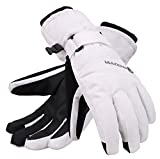 Andorra Snow Gloves Women Touchscreen Zipper Pocket Ski Gloves Waterproof Gloves Women, White, S