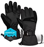 Ski & Snow Gloves - Waterproof & Windproof Winter Snowboard Gloves for Men & Women for Cold Weather Skiing & Snowboarding - With Wrist Leashes, Nylon Shell, Thermal Insulation & Synthetic Leather Palm