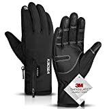 -10℉ Winter Gloves Men Women, krosa 10 Touchscreen Fingers Snow Ski Gloves, Waterproof Cold Weather Gloves (XXL, Black)