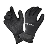 XUKER Water Gloves, 3mm & 5mm Neoprene Five Finger Warm Wetsuit Winter Gloves for Scuba Diving Snorkeling Paddling Surfing Kayaking Canoeing Spearfishing Skiing (3mm-Black, M)