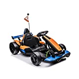 Electric Go Kart Drift Kit, 24V Licensed Mclaren Battery Powered Ride On Toy Race Pedal Gokart with 2 Speeds, Sound System, LED Light and Racing Flag for Kids Ages 6-12
