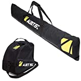 Ski Bag and Boot Bag Combo for 1 Pair of Ski Boots Adjustable Length Ski Bag (Black)