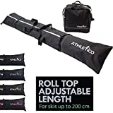Athletico Ski Bag and Ski Boot Bag Combo - Ski Bags for Air Travel - Unpadded Snow Ski Bags Fit Skis Up to 200cm - For Men, Women, Adults, and Children (Black with White Trim)